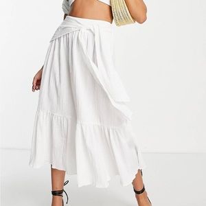 Asos design crinkle tie waist midi skirt
